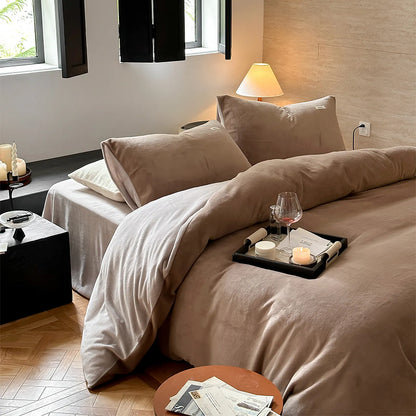 Cozy Minimalist Two-Tone Fleece Duvet Cover
