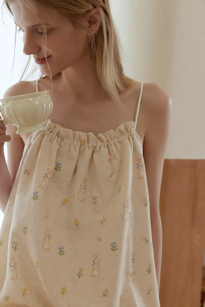 Soft Bunny Floral Cotton Pajama Set