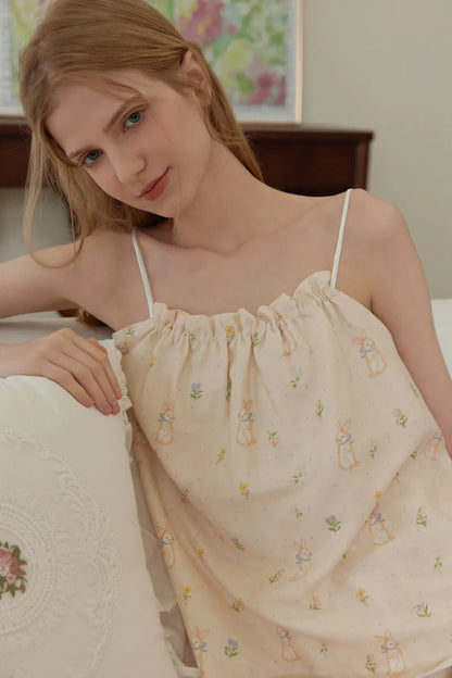Soft Bunny Floral Cotton Pajama Set