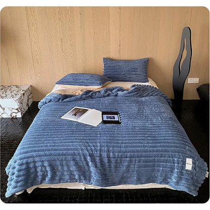 Cozy Ripple Texture Plush Faux Fur Throw Blanket