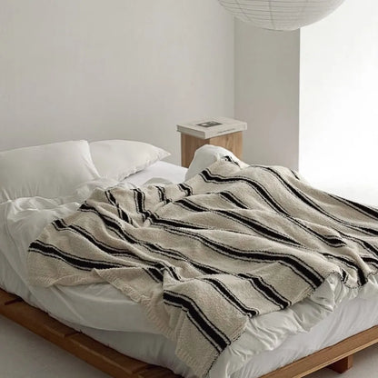 Cozy Striped Flannel Fleece Blanket