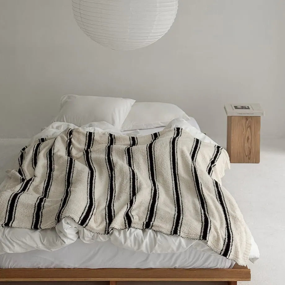 Cozy Striped Flannel Fleece Blanket