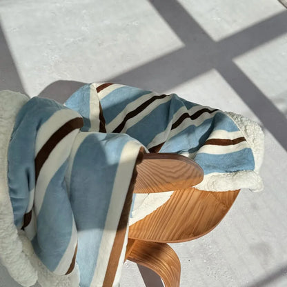 Cozy Striped Flannel Fleece Sherpa Blanket