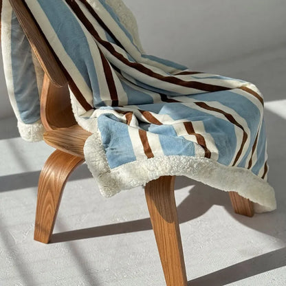 Cozy Striped Flannel Fleece Sherpa Blanket