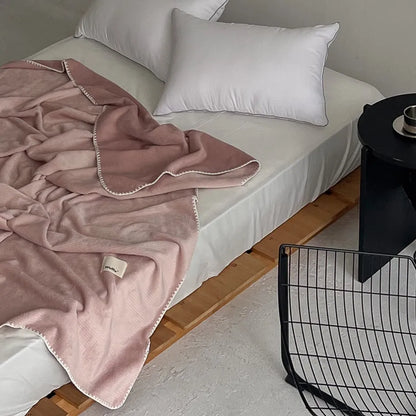 Cozy Waffle Texture Flannel Fleece Throw Blanket