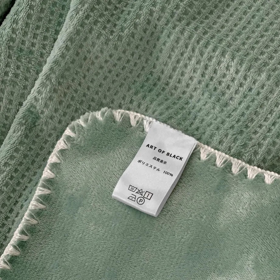 Cozy Waffle Texture Flannel Fleece Throw Blanket