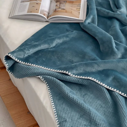 Cozy Waffle Texture Flannel Fleece Throw Blanket