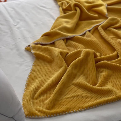 Cozy Waffle Texture Flannel Fleece Throw Blanket