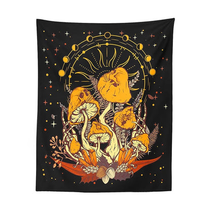 Crazy Halloween Mushrooms Tapestry AESTHETIC_Fairycore AESTHETIC_Mushroom mushrooms orange SUB CATEGORY_Tapestries