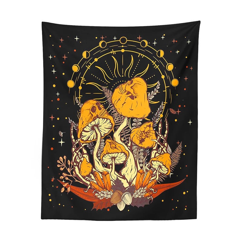 Crazy Halloween Mushrooms Tapestry AESTHETIC_Fairycore AESTHETIC_Mushroom mushrooms orange SUB CATEGORY_Tapestries