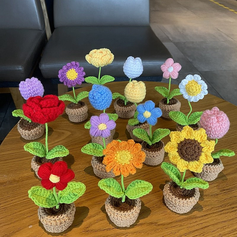 Crochet Potted Mini Flowers AESTHETIC_Cottagecore daisy flower SUB CATEGORY_Plushies sunflowers tulip