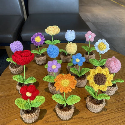 Crochet Potted Mini Flowers AESTHETIC_Cottagecore daisy flower SUB CATEGORY_Plushies sunflowers tulip