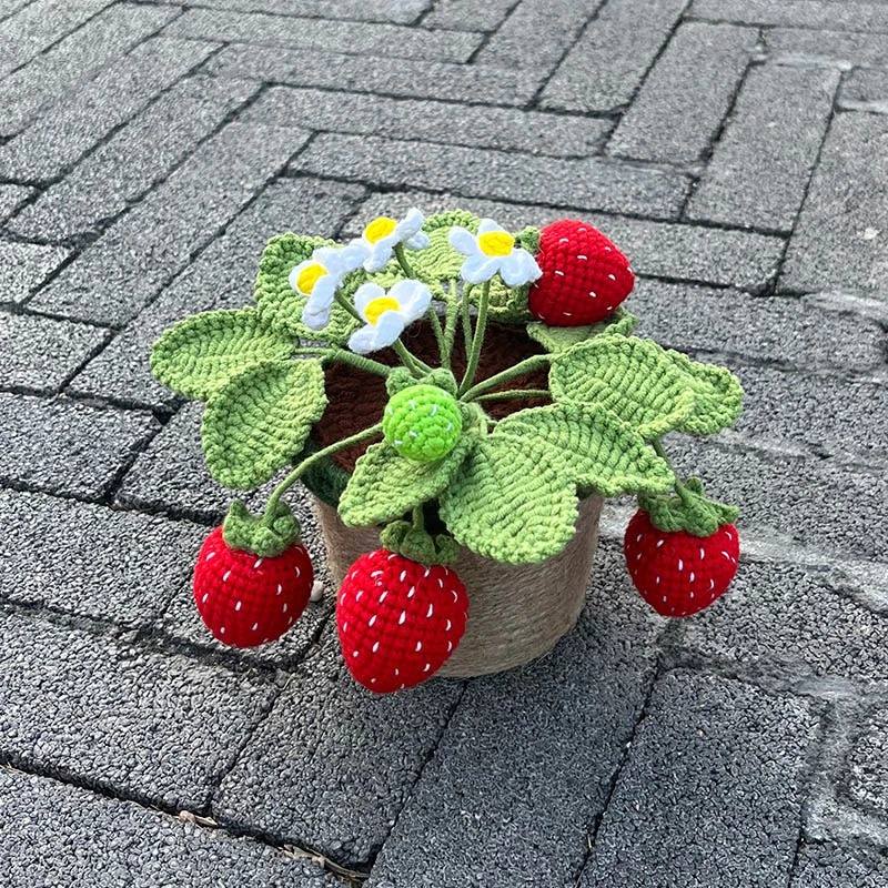 Crochet Potted Strawberry Bush AESTHETIC_Cottagecore plushies SUB CATEGORY_Plushies