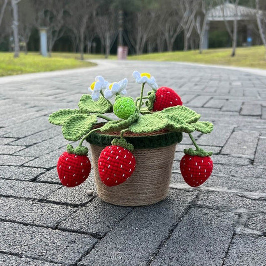 Crochet Potted Strawberry Bush AESTHETIC_Cottagecore plushies SUB CATEGORY_Plushies