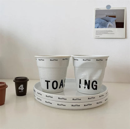 Crumpled Coffee Cup Ceramic Cup