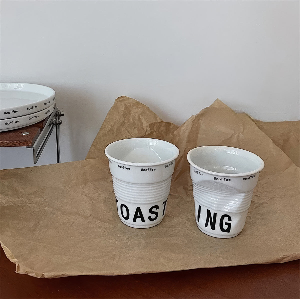 Crumpled Coffee Cup Ceramic Cup