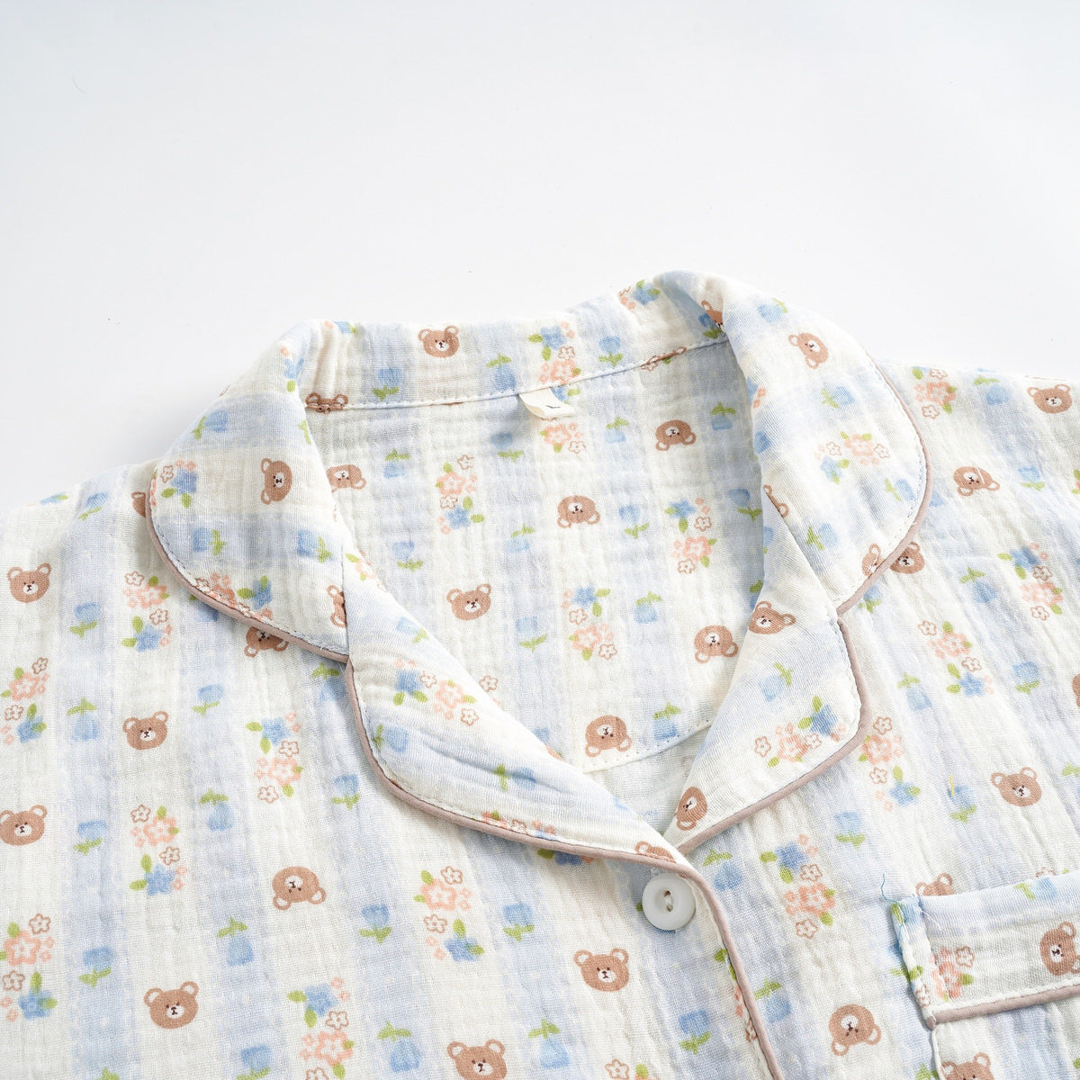 Cute Bear Print Long-Sleeve Pajama Set