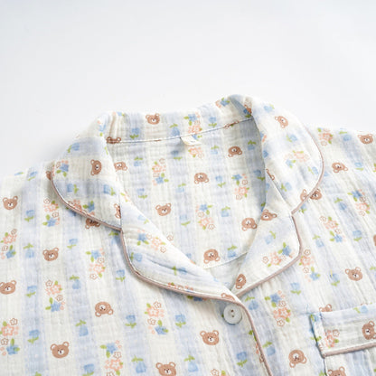 Cute Bear Print Long-Sleeve Pajama Set