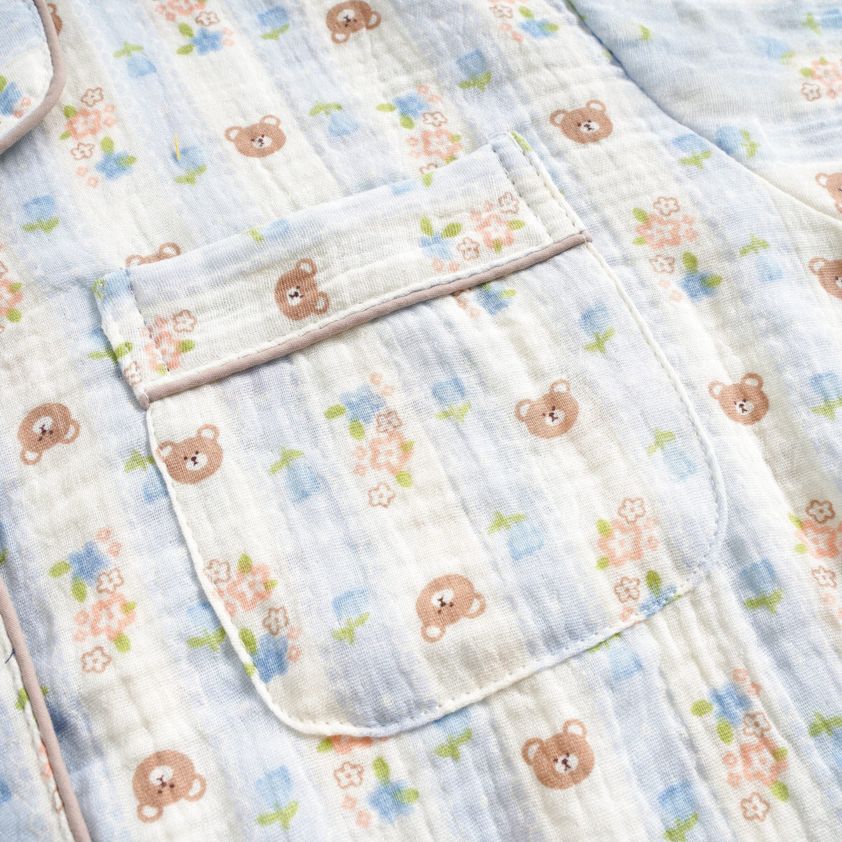 Cute Bear Print Long-Sleeve Pajama Set