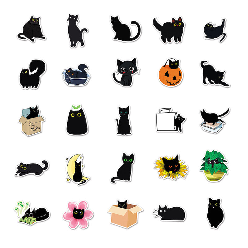 Cute Black Cat Sticker Pack