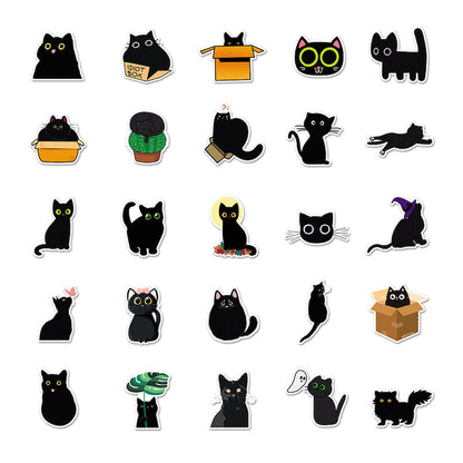 Cute Black Cat Sticker Pack