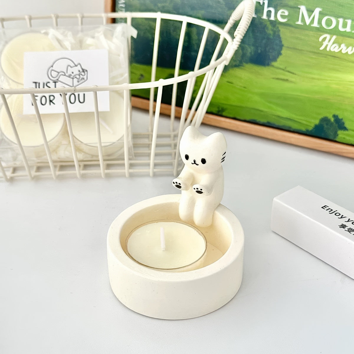 Hand-Warming Cat Candle Holder