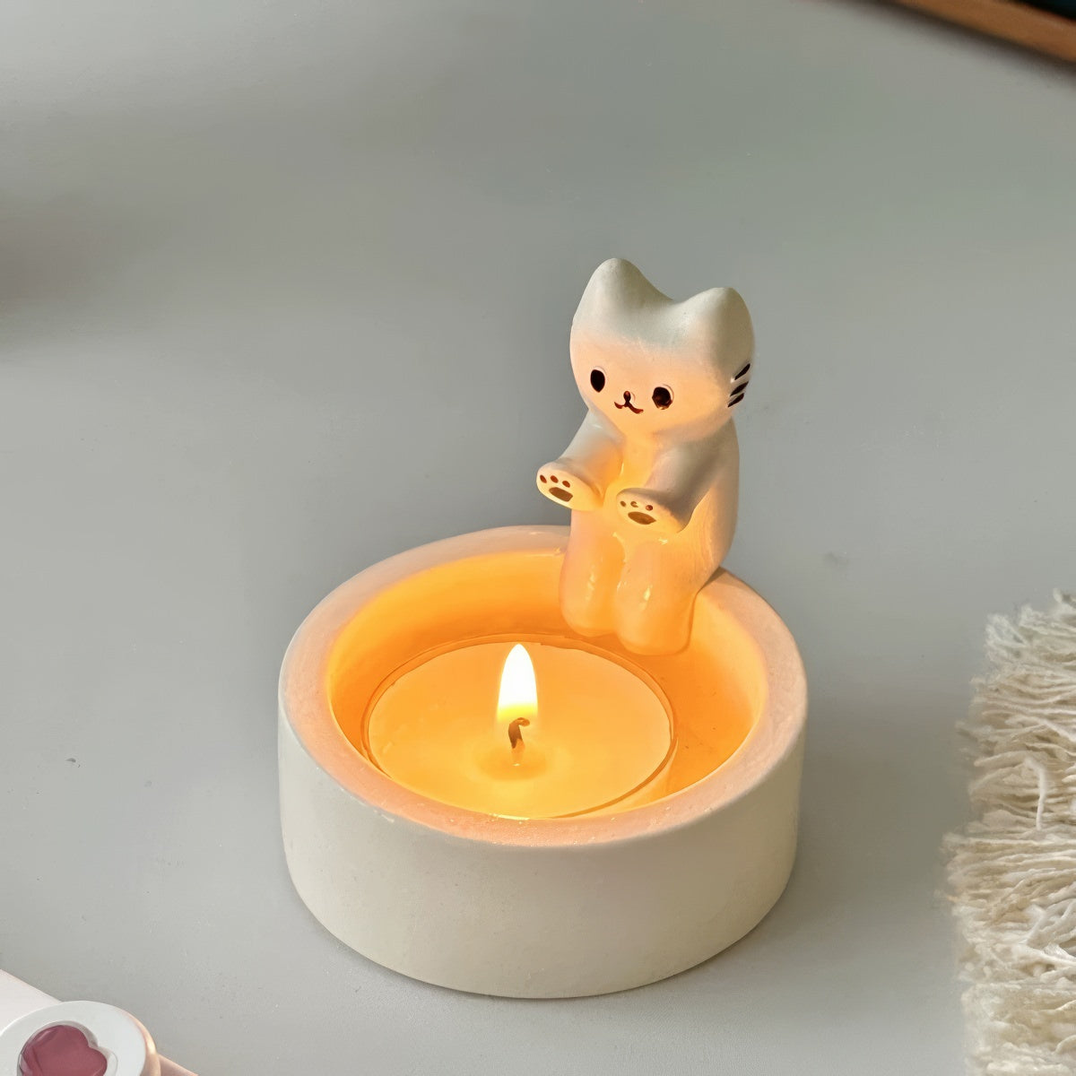 Hand-Warming Cat Candle Holder