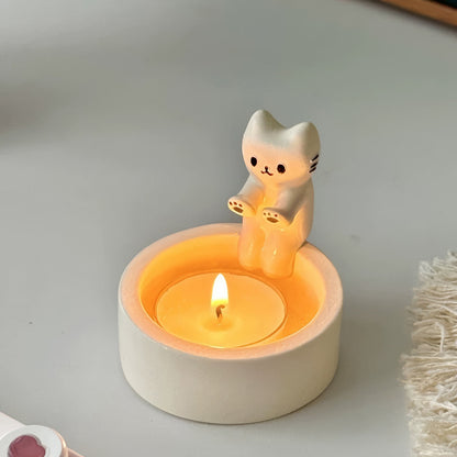 Hand-Warming Cat Candle Holder