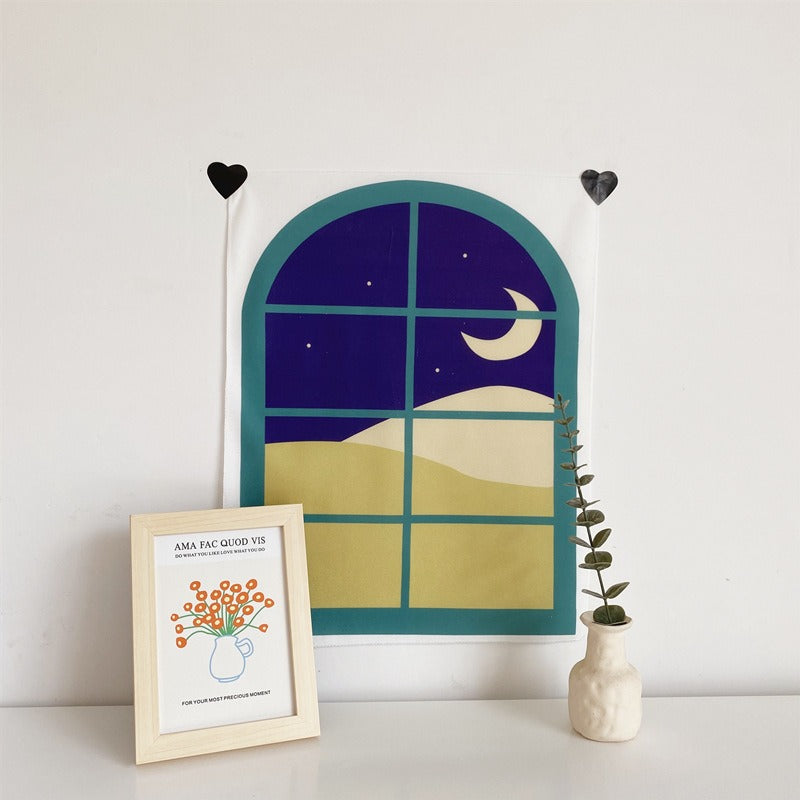 Cute Fake Window Tapestry AESTHETIC_Danish Pastel AESTHETIC_Soft Girl SUB CATEGORY_Tapestries