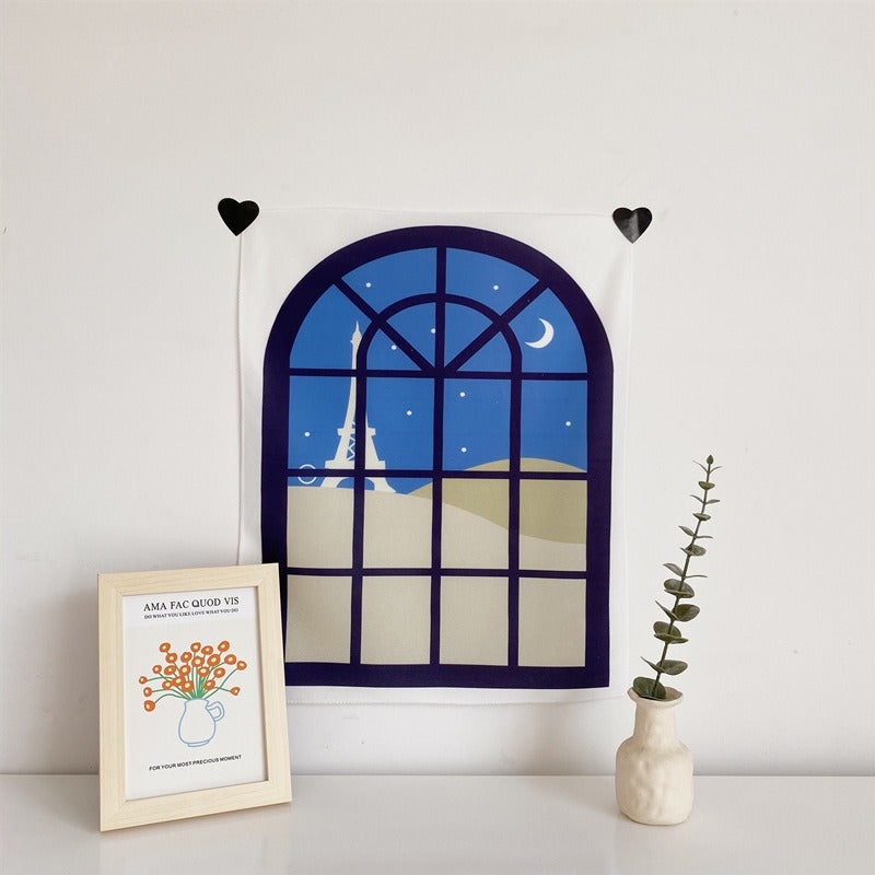 Cute Fake Window Tapestry AESTHETIC_Danish Pastel AESTHETIC_Soft Girl SUB CATEGORY_Tapestries