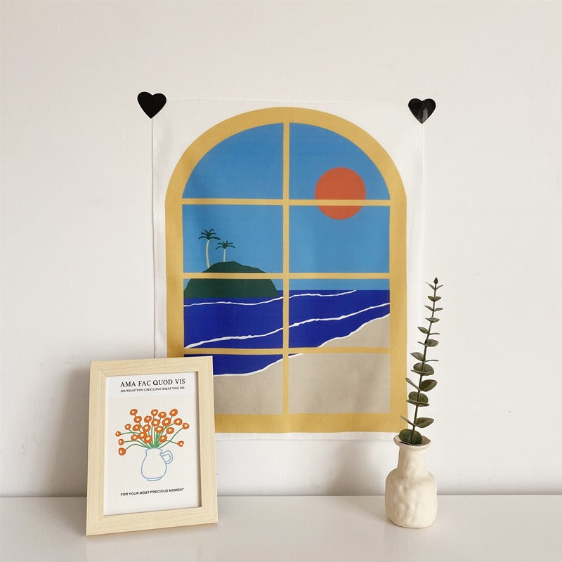 Cute Fake Window Tapestry AESTHETIC_Danish Pastel AESTHETIC_Soft Girl SUB CATEGORY_Tapestries