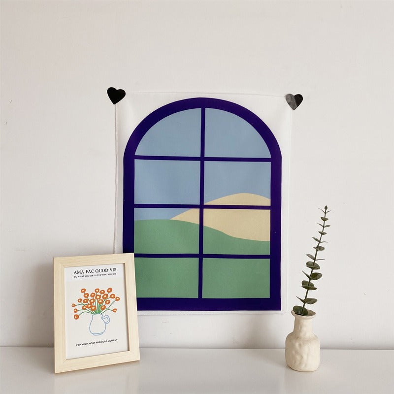 Cute Fake Window Tapestry AESTHETIC_Danish Pastel AESTHETIC_Soft Girl SUB CATEGORY_Tapestries