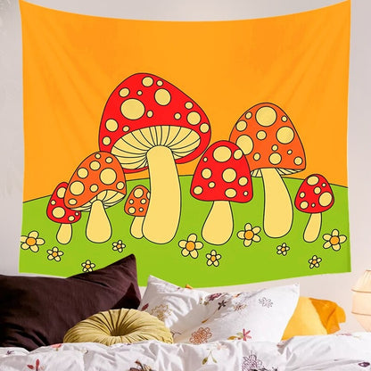 Cute Fly Agarics Tapestry AESTHETIC_Indie AESTHETIC_Mushroom fairy mushroom red mushroom SUB CATEGORY_Tapestries