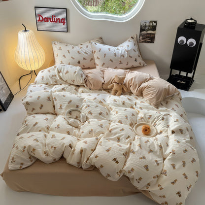 Conjunto de cama fofo urso francês