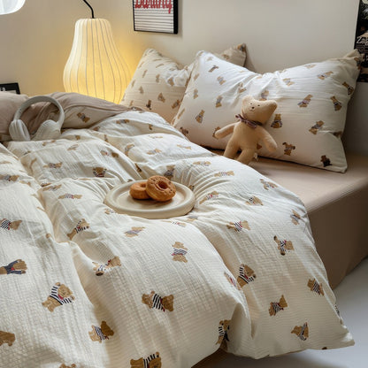 Conjunto de cama fofo urso francês