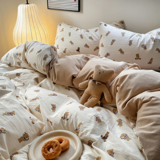 Conjunto de cama fofo urso francês