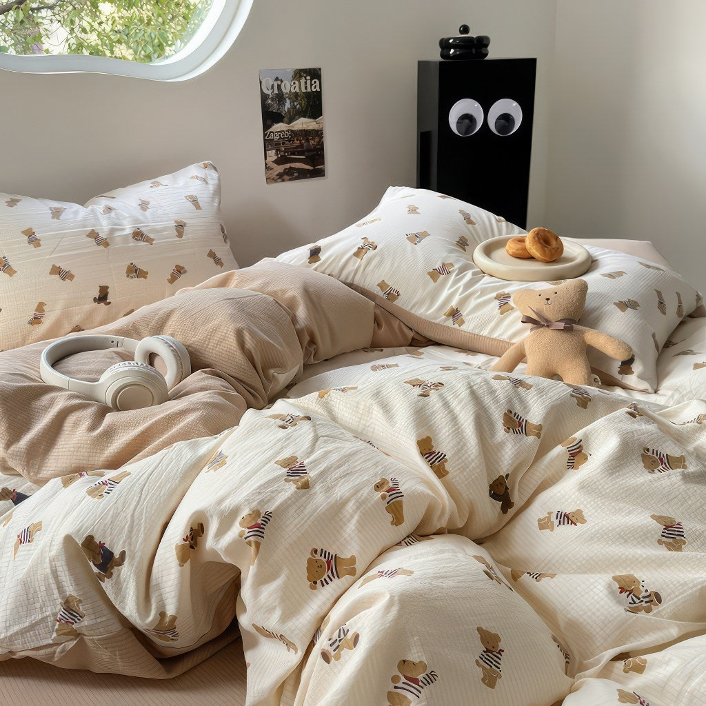 Conjunto de cama fofo urso francês