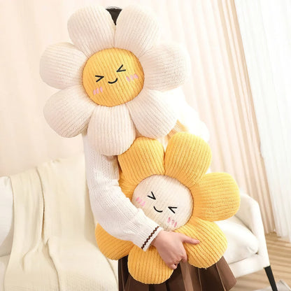 Kawaii Daisy Flower Throw Pillow