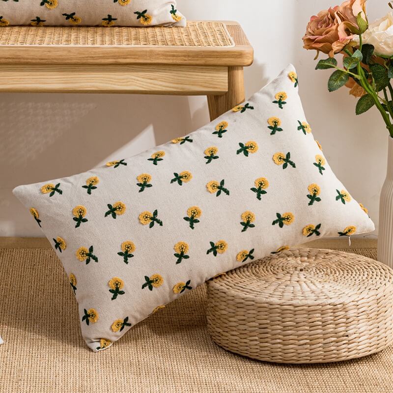 Cute Embroidered Flowers Cushion Cover cute flower daisy flower embroidered little flower SUB CATEGORY_Cushion Covers