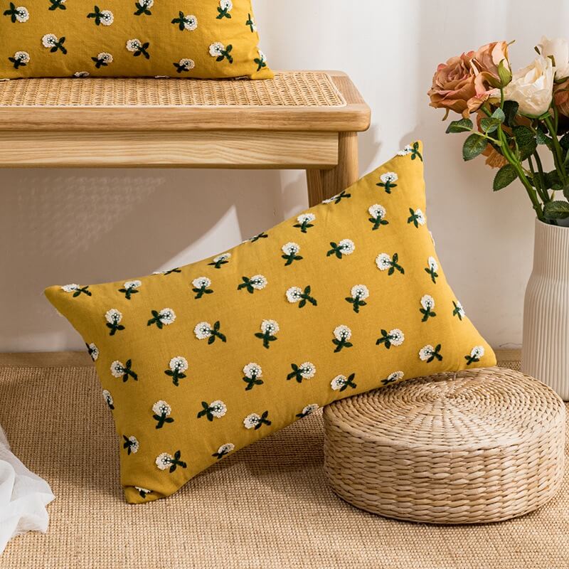 Cute Embroidered Flowers Cushion Cover cute flower daisy flower embroidered little flower SUB CATEGORY_Cushion Covers