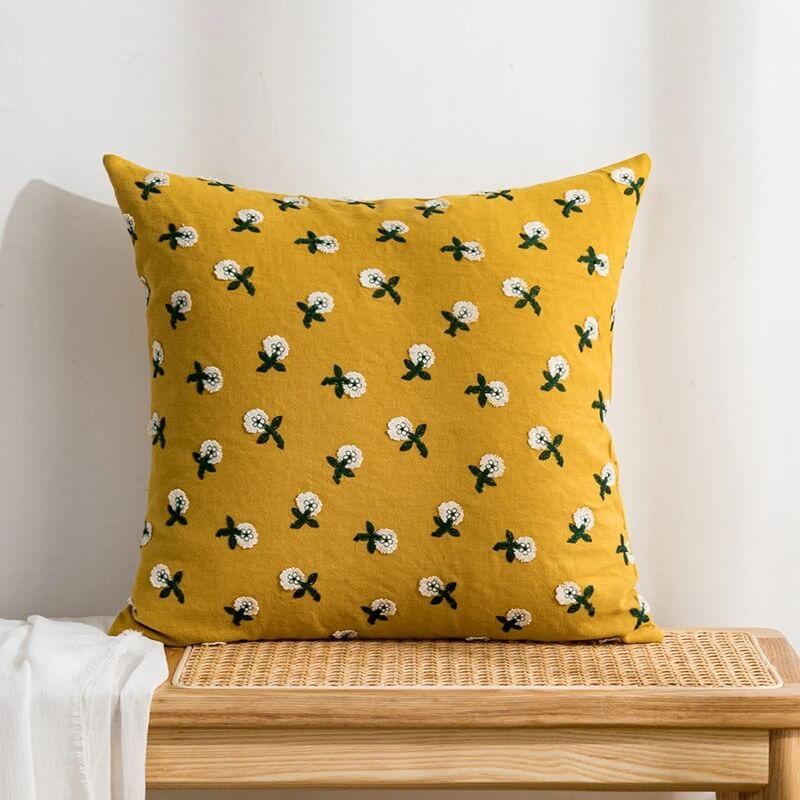 Cute Embroidered Flowers Cushion Cover cute flower daisy flower embroidered little flower SUB CATEGORY_Cushion Covers