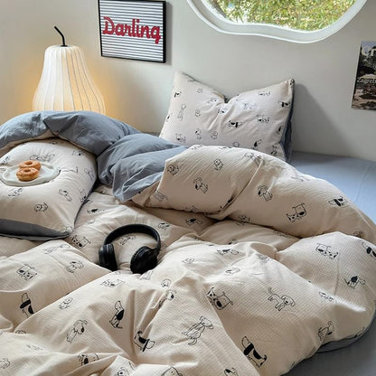 Juego de cama con estampado de cachorros