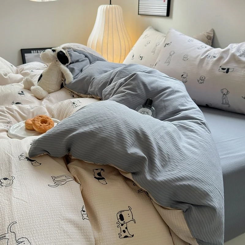 Juego de cama con estampado de cachorros