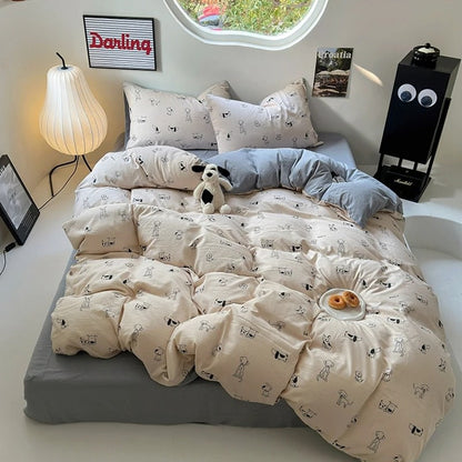 Juego de cama con estampado de cachorros