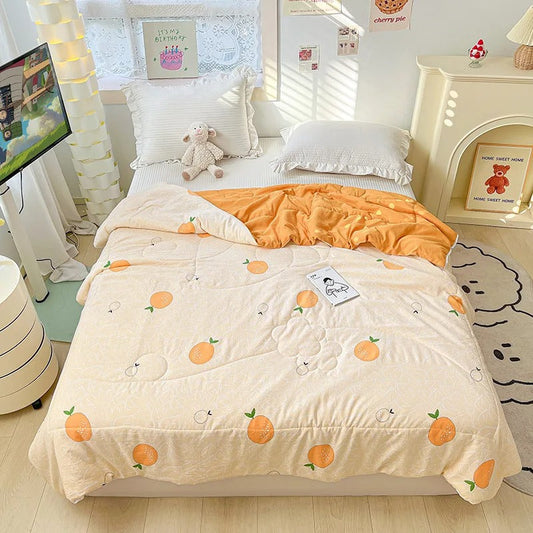 Cute Cartoon Orange Print Quilt cover quilt SUB CATEGORY_Throw Blankets throw blanket