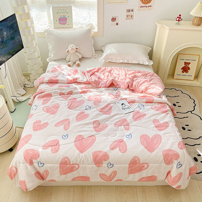 Pink Hearts Print Quilt cover quilt SUB CATEGORY_Throw Blankets throw blanket