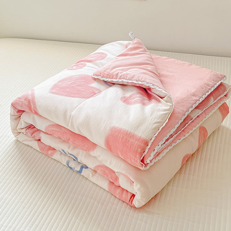 Pink Hearts Print Quilt cover quilt SUB CATEGORY_Throw Blankets throw blanket