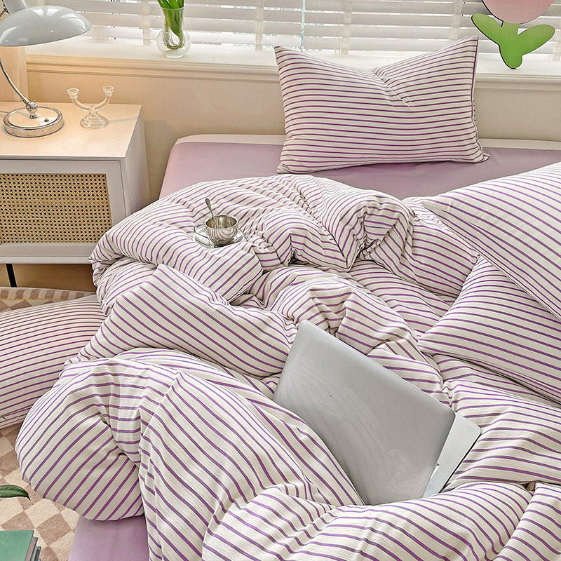 Cozy Striped Bedding Set bed sheet bedsheets danish pastel duvet cover minimalist pastel pastel bedding pastel duvet pastel sheets stripes