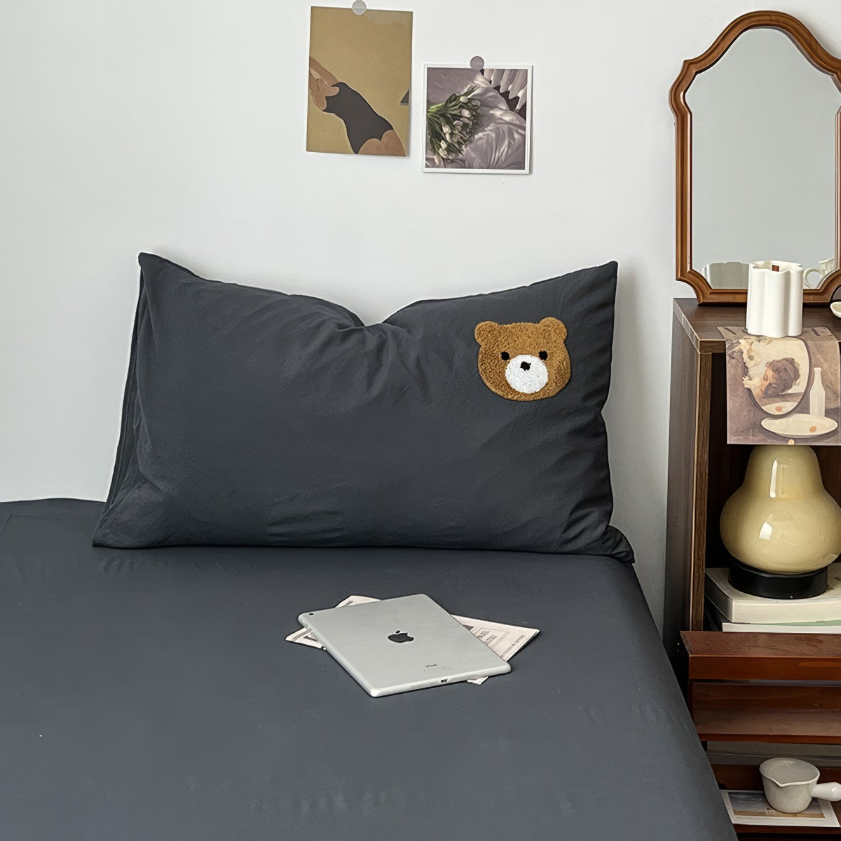 Navy & Cream Striped Bedding Set