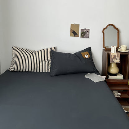 Navy & Cream Striped Bedding Set